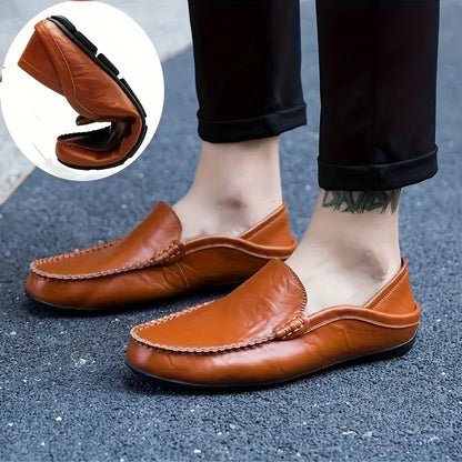 Zapatos informales semiformales de piel de vaca cosidos en color liso para hombre