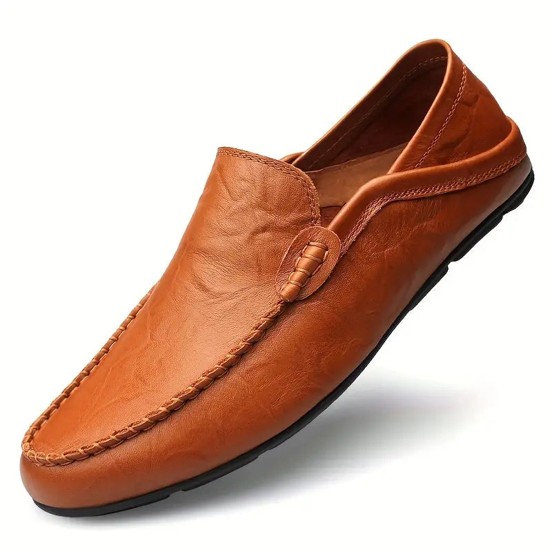 Zapatos informales semiformales de piel de vaca cosidos en color liso para hombre
